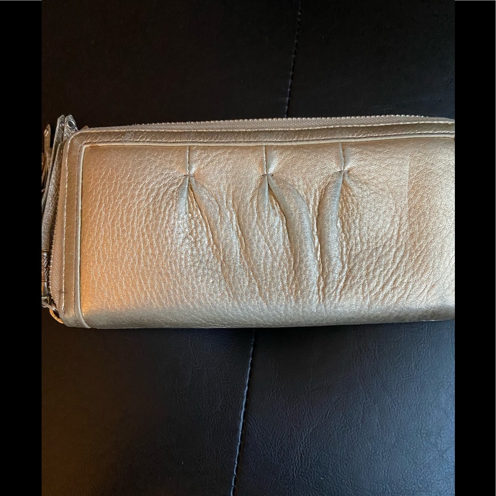 Cole Haan Leather Metallic Gold Wallet; used.